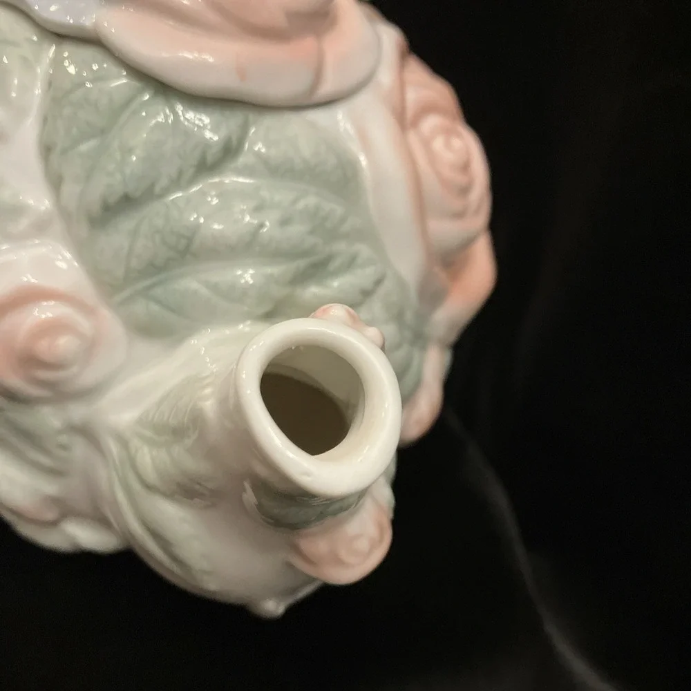 Avon Cherub & Pink Rose Porcelain Display Teapot Victorian Angel Vintage 1990s